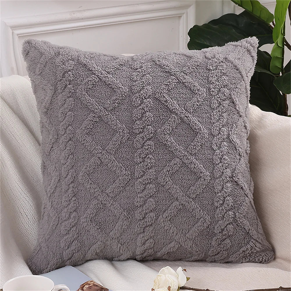 Olanly Square Plush Cushion Cover 3 3D Designs in a Variety of Colours - T.O.M.S Direct