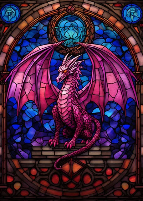 Stained Glass Dragon Wall Art Canvas 22 Designs - T.O.M.S Direct