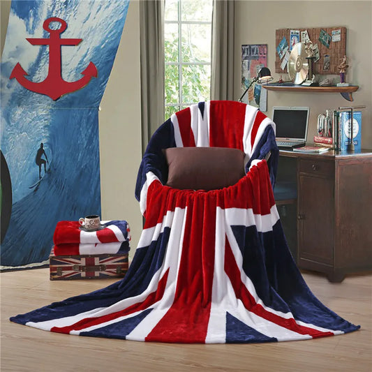 Union Jack Soft Sherpa Fleece Blanket Throw - T.O.M.S Direct