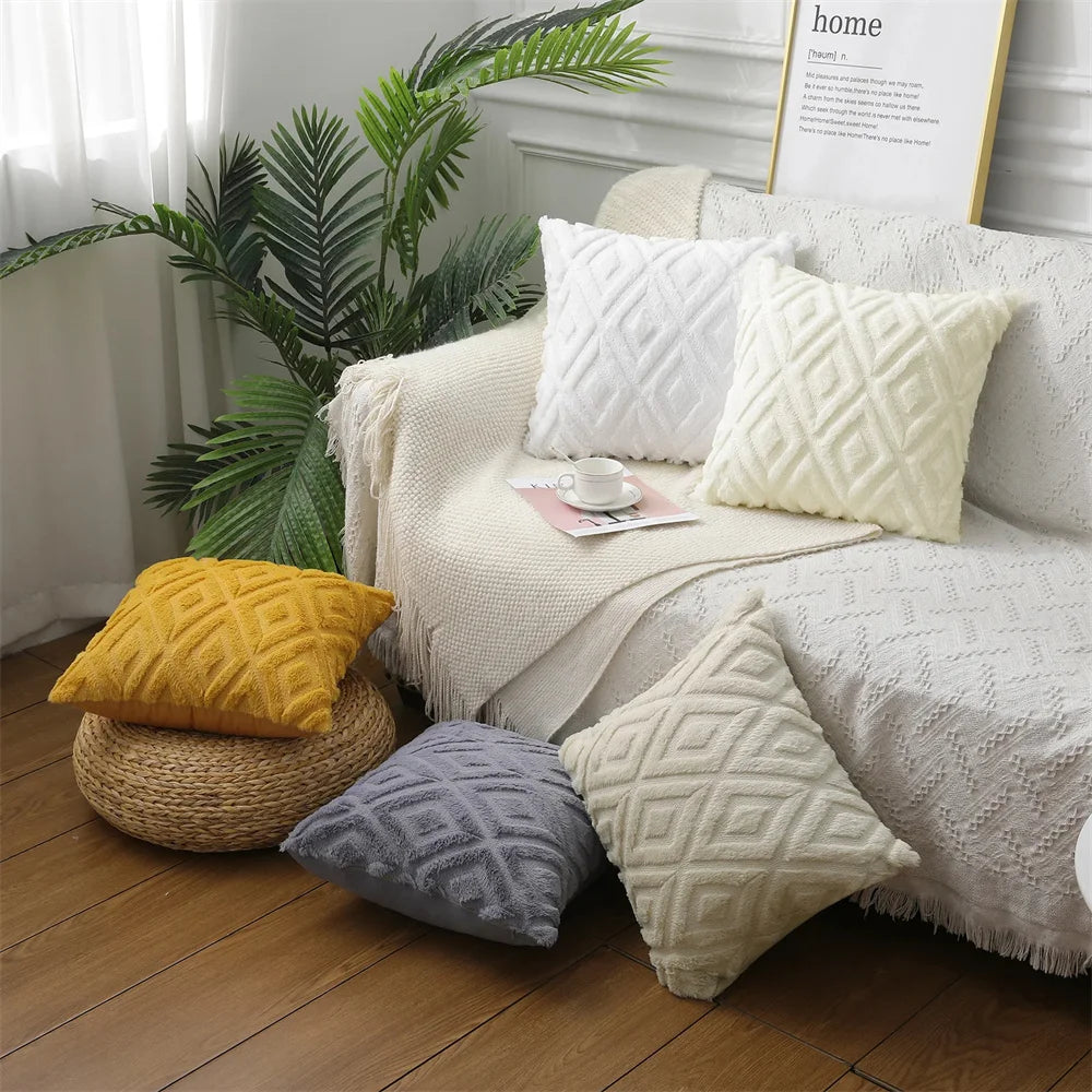 Olanly Square Plush Cushion Cover 3 3D Designs in a Variety of Colours - T.O.M.S Direct