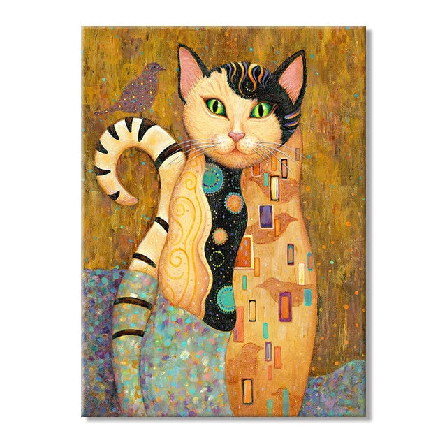 Gustav Klimt Style Cat Wall Art Canvas 9 Designs - T.O.M.S Direct