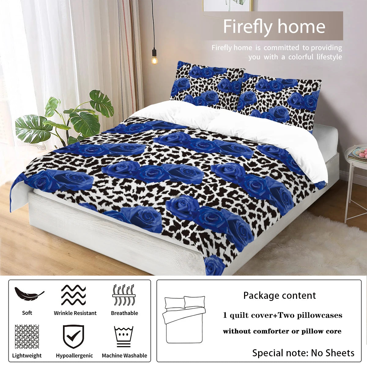 Blue Rose & Animal Print Duvet Set - T.O.M.S Direct