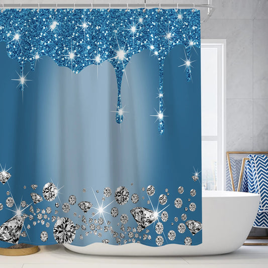 Sparkling Diamond Effect Shower Curtain in 6 Colours - T.O.M.S Direct