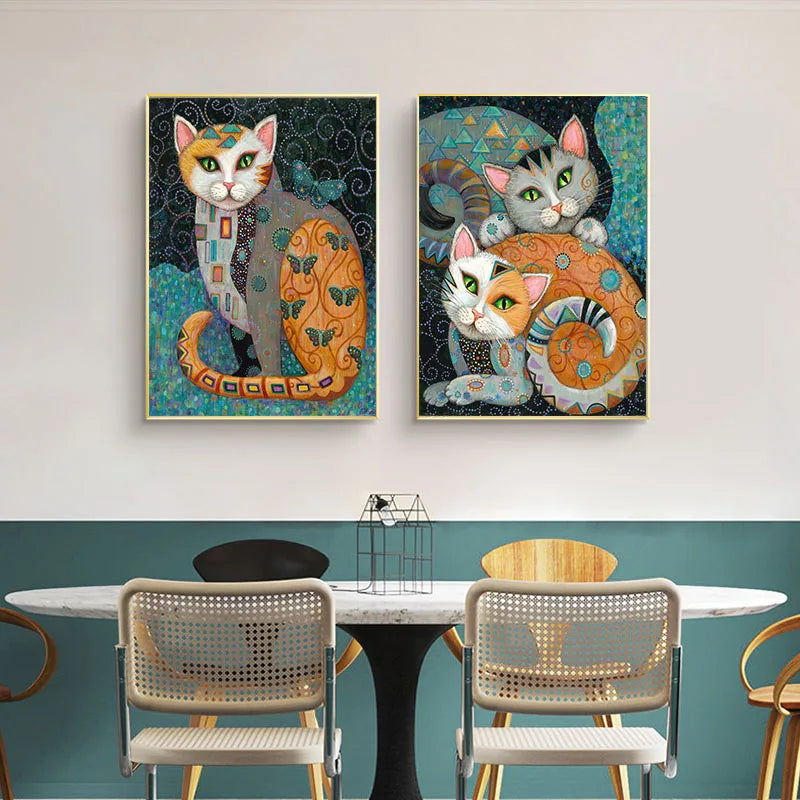 Gustav Klimt Style Cat Wall Art Canvas 9 Designs - T.O.M.S Direct