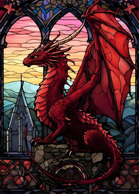 Stained Glass Dragon Wall Art Canvas 22 Designs - T.O.M.S Direct