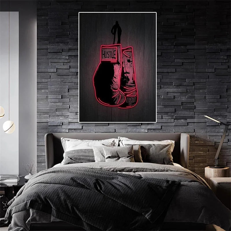 Boxing Greats Tyson or Ali Neon Effect Wall Art Canvas - T.O.M.S Direct