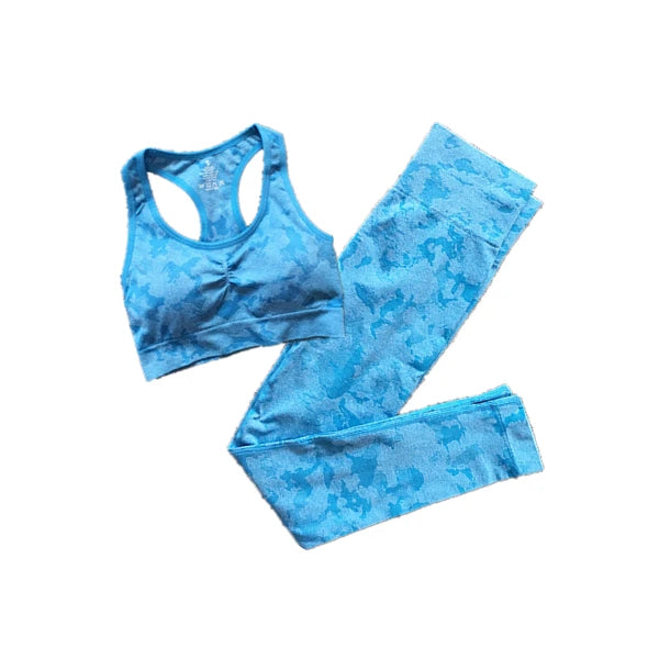 Women’s 2pc Camo Seamless Nylon Sports Bra & Leggings Set 5 Colours 2 Styles - T.O.M.S Direct