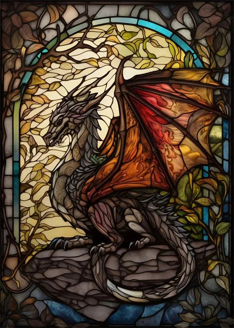 Stained Glass Dragon Wall Art Canvas 22 Designs - T.O.M.S Direct