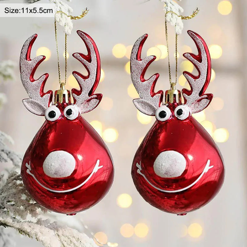 2pc Shiny Reindeer Baubles 4 Designs - T.O.M.S Direct