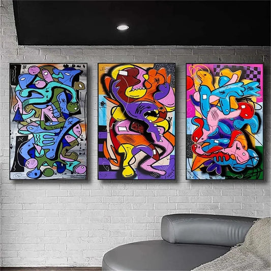 Picasso Style Bright Abstract Wall Art Canvas 8 Designs - T.O.M.S Direct