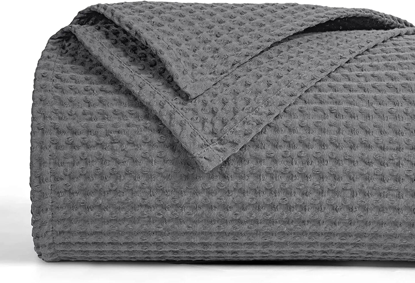 130x150cm 100% Cotton Waffle Weave 405GSM Blanket Throw 5 Colours - T.O.M.S Direct