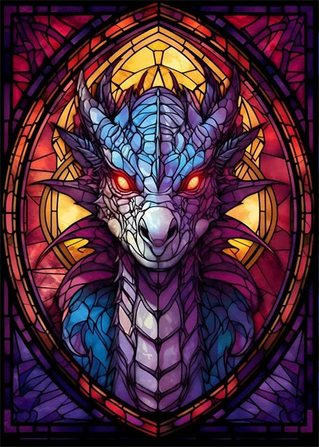 Stained Glass Dragon Wall Art Canvas 22 Designs - T.O.M.S Direct