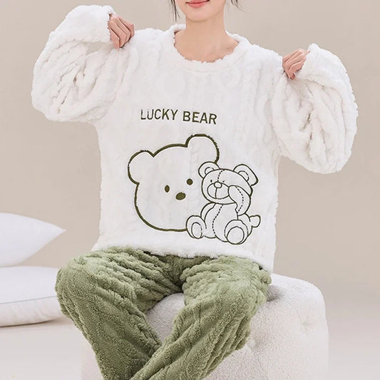 2pc Lucky Bear Polyester Fleece Pyjama Set - T.O.M.S Direct