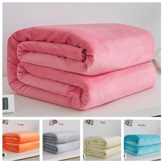 WHQ Solid Colour Coral Fleece Blanket Throw - T.O.M.S Direct