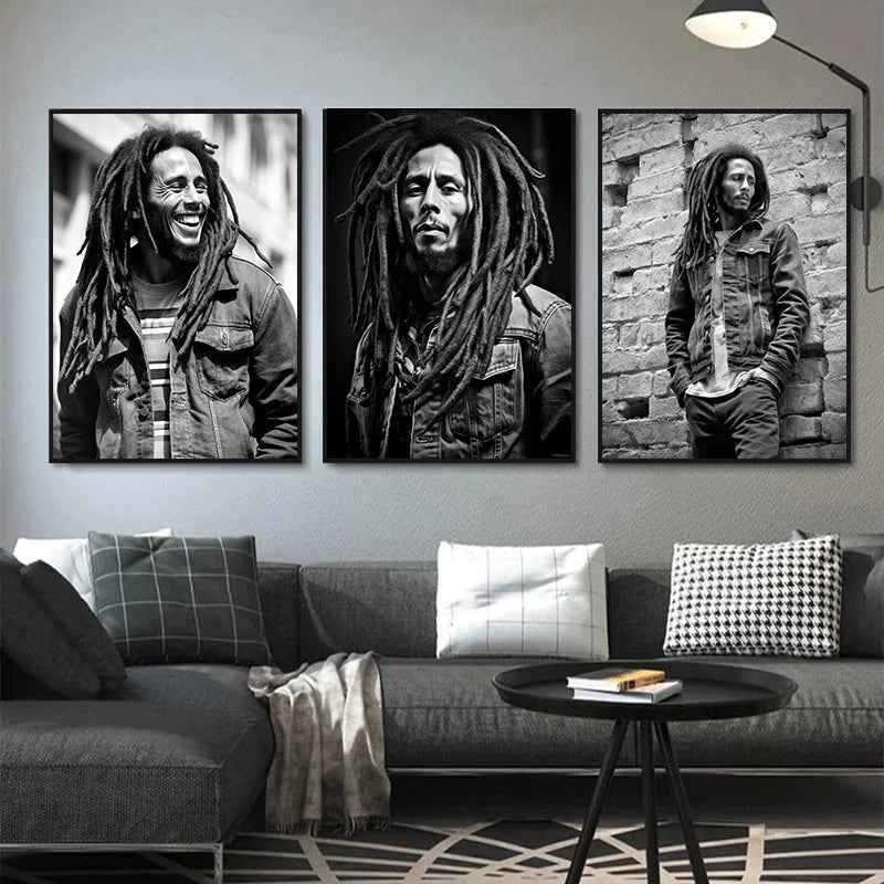 Bob Marley Black & White Wall Art Canvas 3 Designs - T.O.M.S Direct