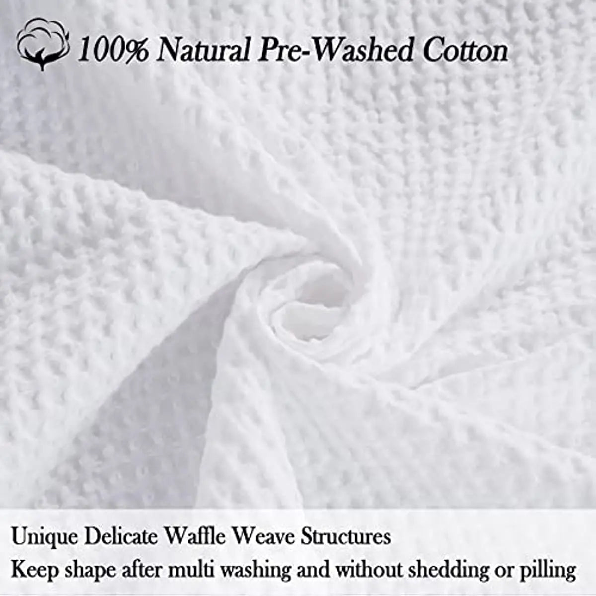 130x150cm 100% Cotton Waffle Weave 405GSM Blanket Throw 5 Colours - T.O.M.S Direct