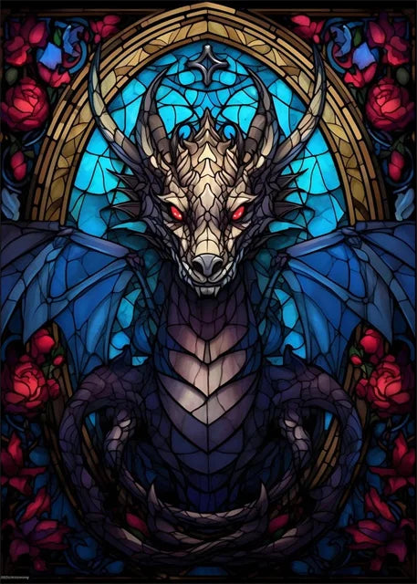 Stained Glass Dragon Wall Art Canvas 22 Designs - T.O.M.S Direct