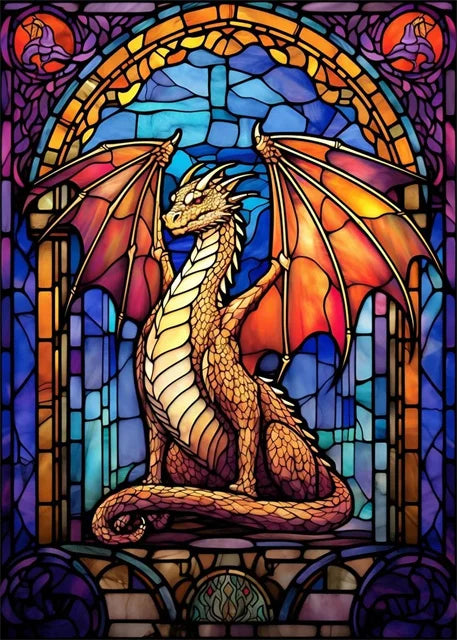 Stained Glass Dragon Wall Art Canvas 22 Designs - T.O.M.S Direct