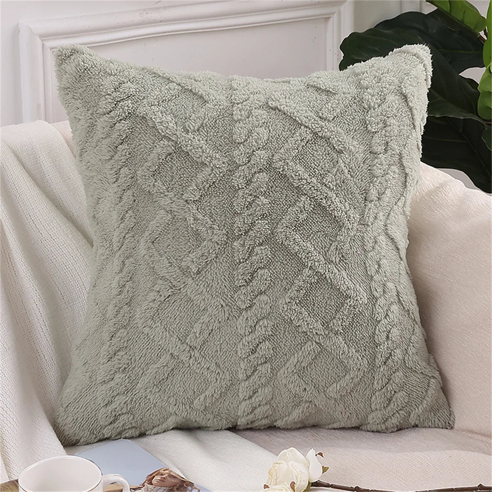 Olanly Square Plush Cushion Cover 3 3D Designs in a Variety of Colours - T.O.M.S Direct