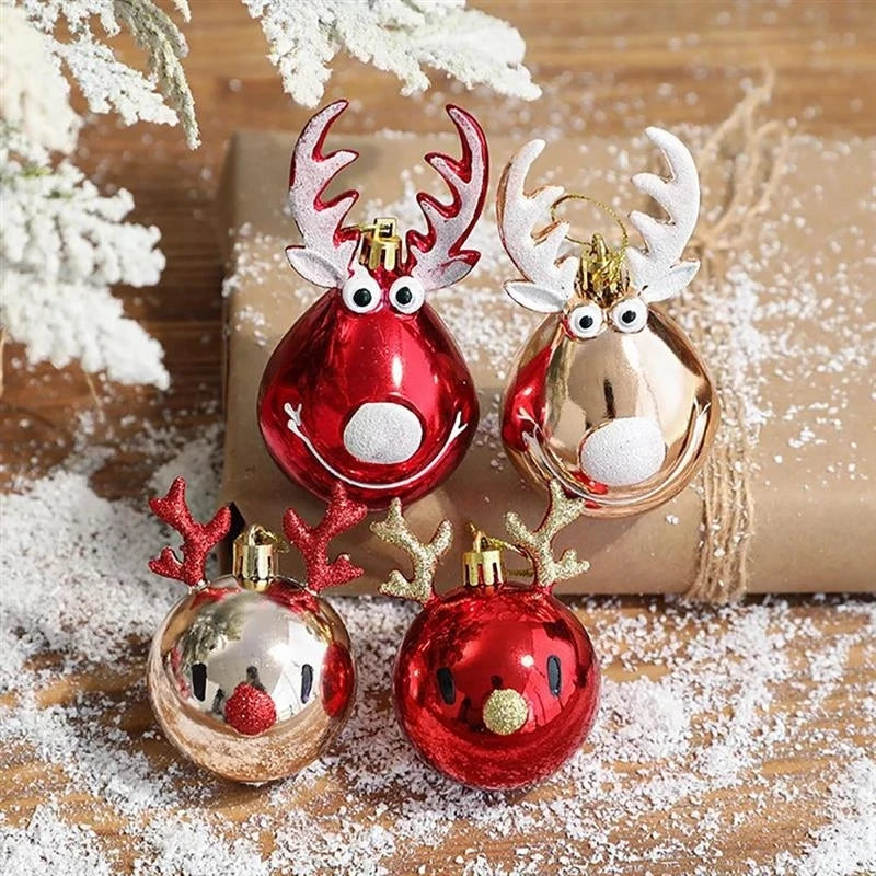 2pc Shiny Reindeer Baubles 4 Designs - T.O.M.S Direct