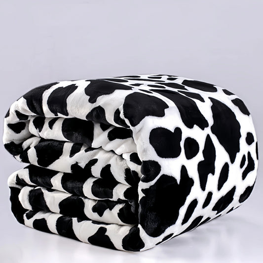 Cow Print Design Soft Tuscan Imitation Fur Blanket Throw - T.O.M.S Direct