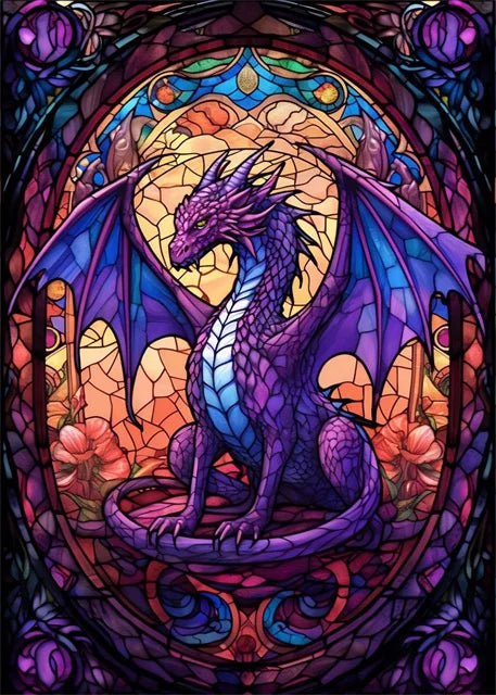 Stained Glass Dragon Wall Art Canvas 22 Designs - T.O.M.S Direct