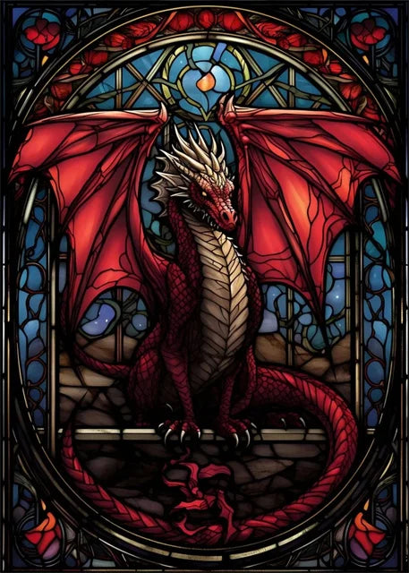 Stained Glass Dragon Wall Art Canvas 22 Designs - T.O.M.S Direct