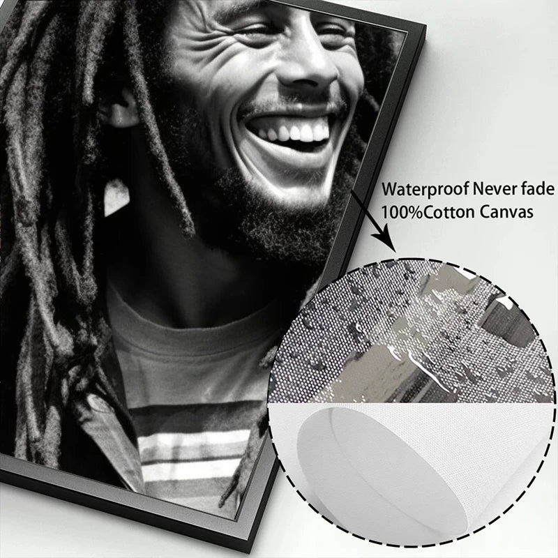 Bob Marley Black & White Wall Art Canvas 3 Designs - T.O.M.S Direct