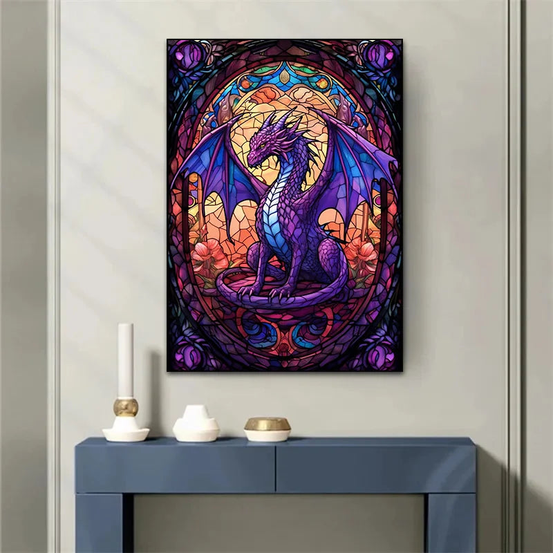 Stained Glass Dragon Wall Art Canvas 22 Designs - T.O.M.S Direct