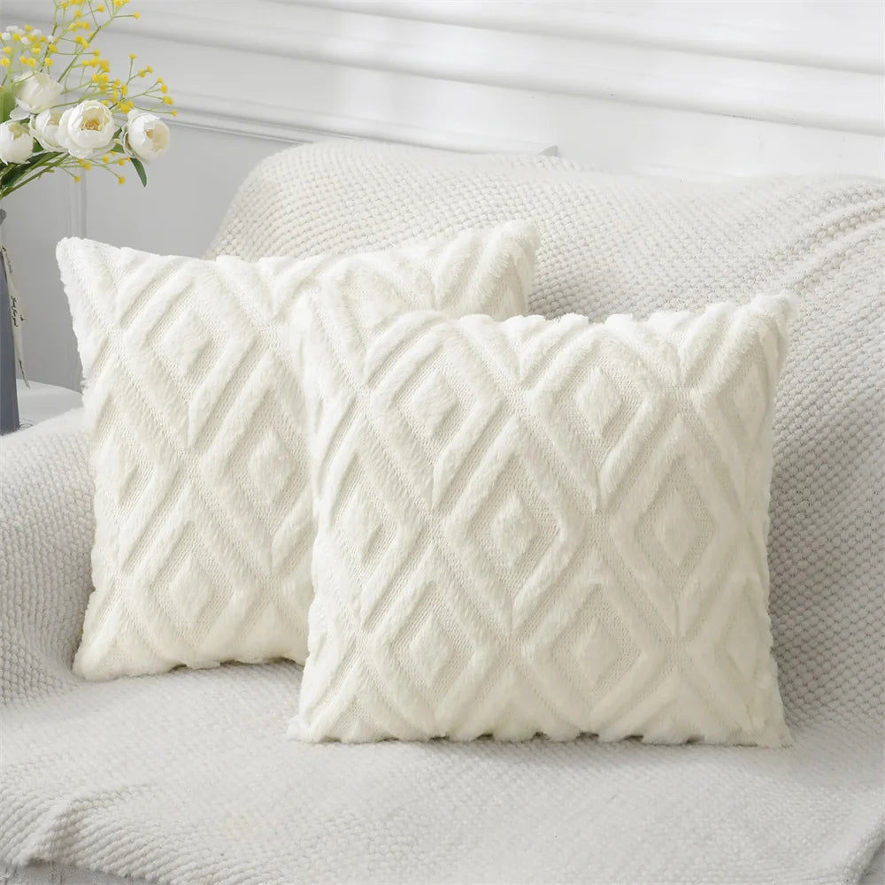 Olanly Square Plush Cushion Cover 3 3D Designs in a Variety of Colours - T.O.M.S Direct