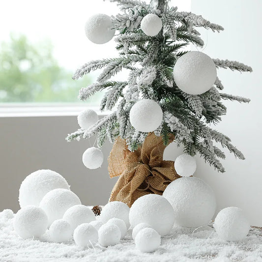 6pc 6-10cm White Glitter Tree Hanging Baubles - T.O.M.S Direct