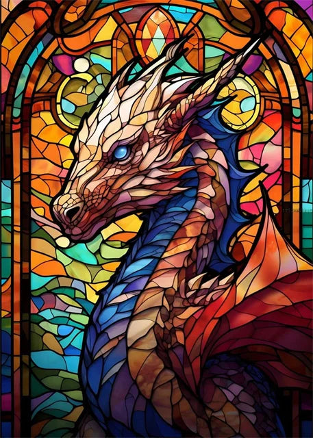 Stained Glass Dragon Wall Art Canvas 22 Designs - T.O.M.S Direct