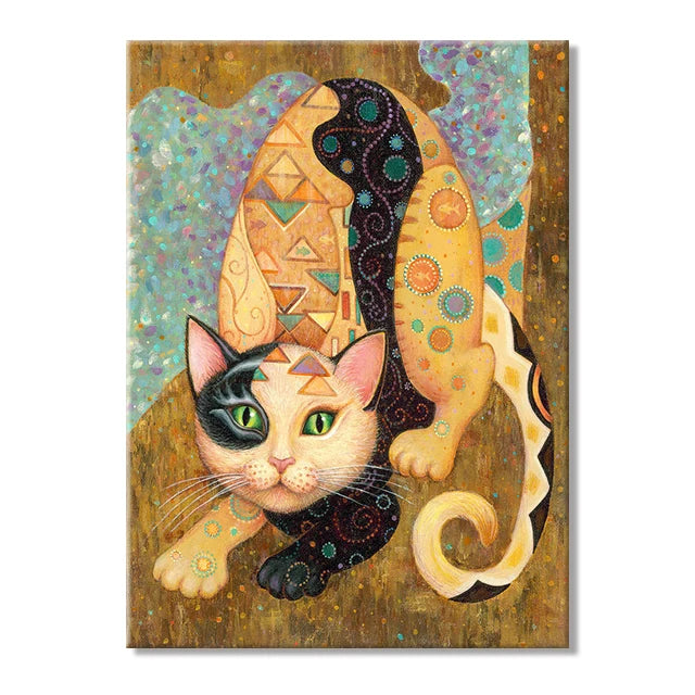 Gustav Klimt Style Cat Wall Art Canvas 9 Designs - T.O.M.S Direct