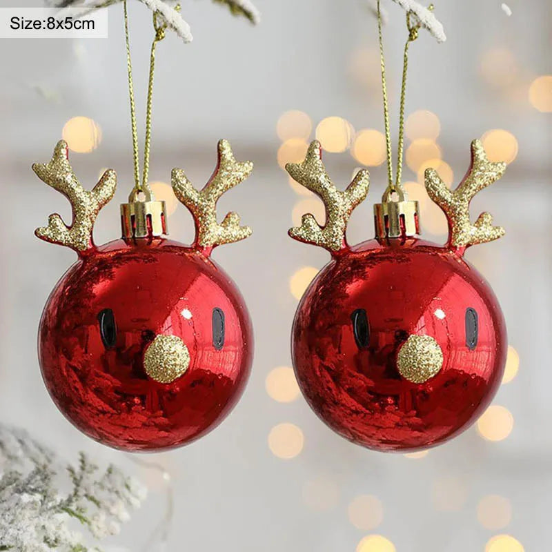 2pc Shiny Reindeer Baubles 4 Designs - T.O.M.S Direct