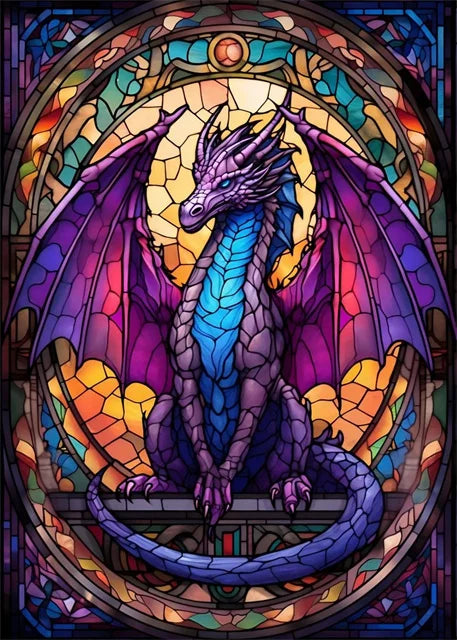 Stained Glass Dragon Wall Art Canvas 22 Designs - T.O.M.S Direct