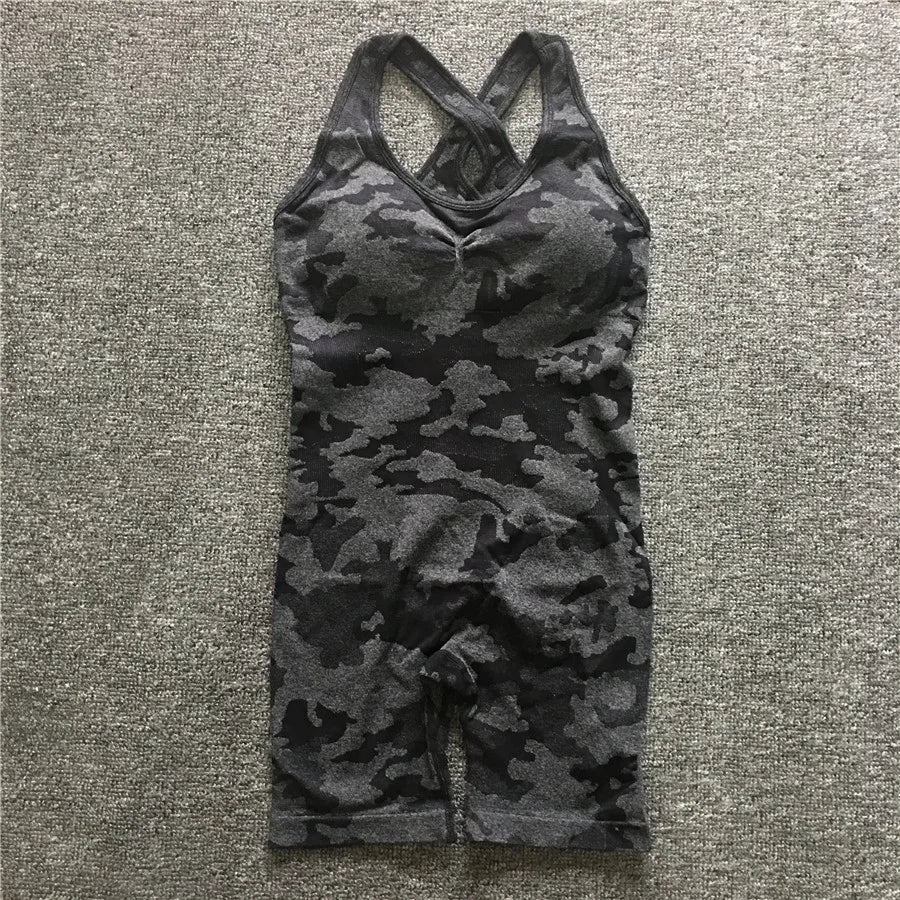 Women’s Camo Seamless Nylon Sports Singlet 4 Colours - T.O.M.S Direct