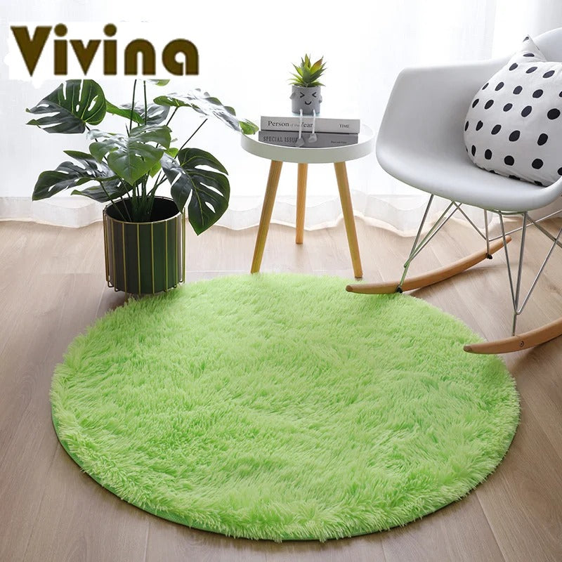 Vivina Round Plush Solid Colour Plush Rug Various Colours & Sizes - T.O.M.S Direct