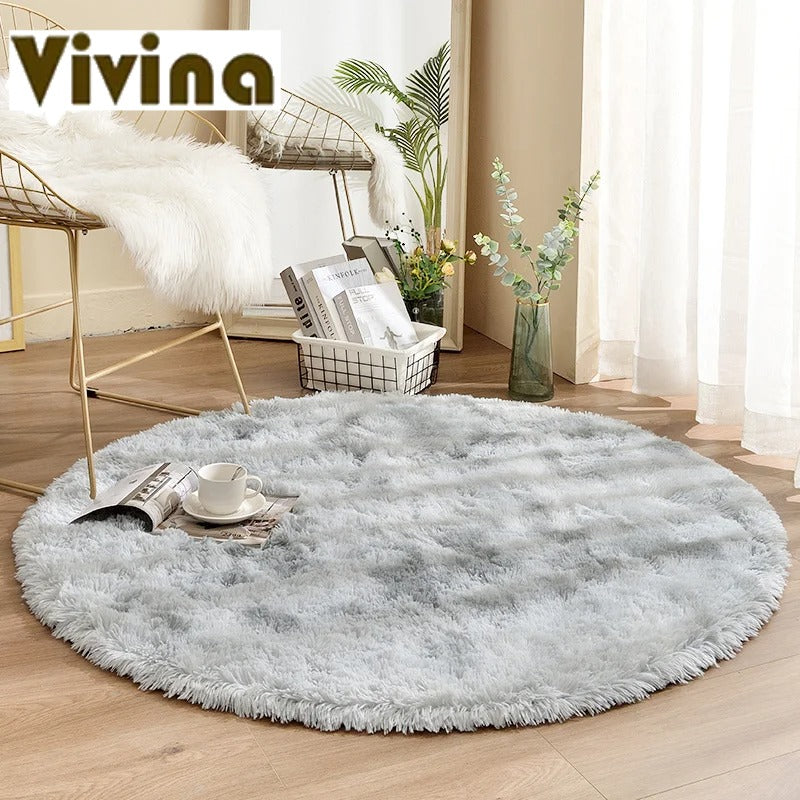 Vivina Round Plush 2 Tone Plush Rug Various Colours & Sizes - T.O.M.S Direct