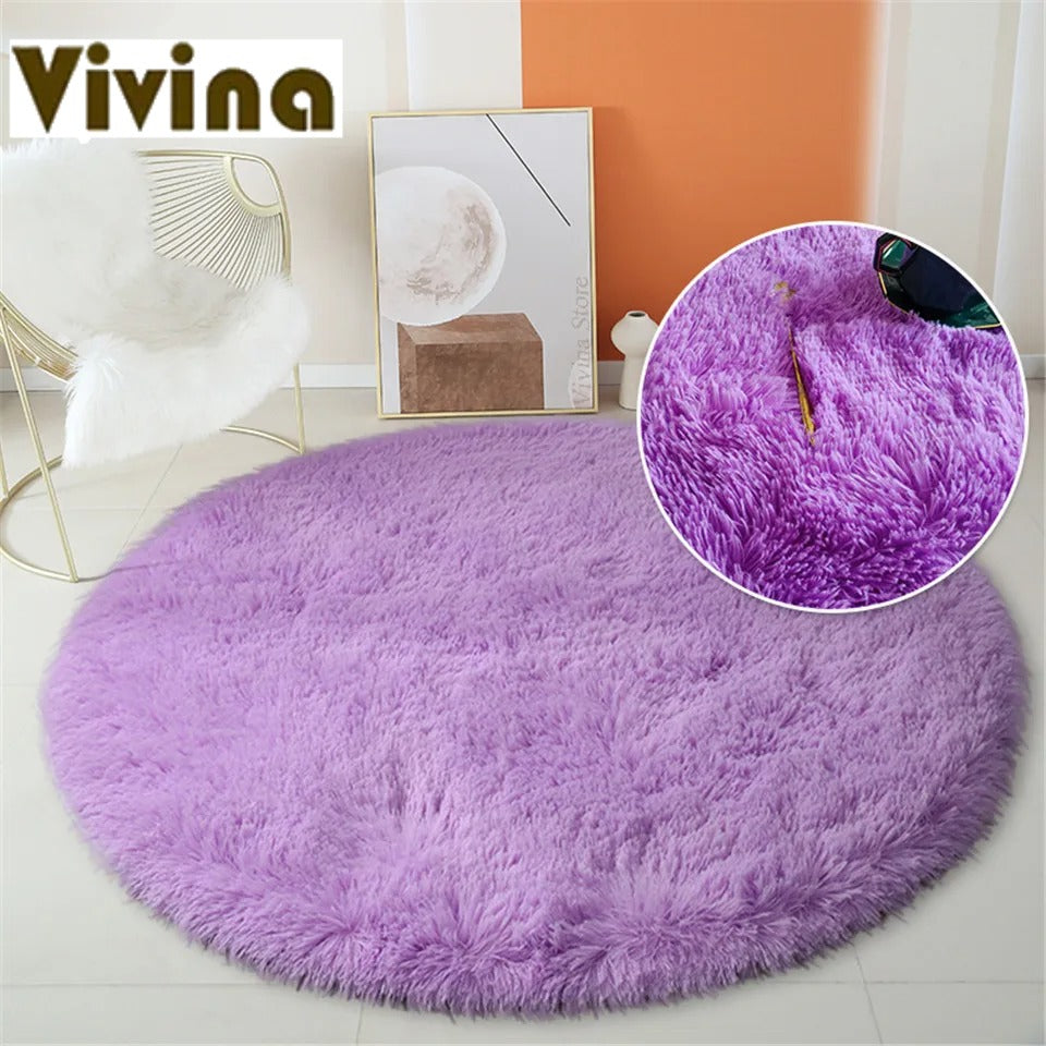 Vivina Round Plush Solid Colour Plush Rug Various Colours & Sizes - T.O.M.S Direct