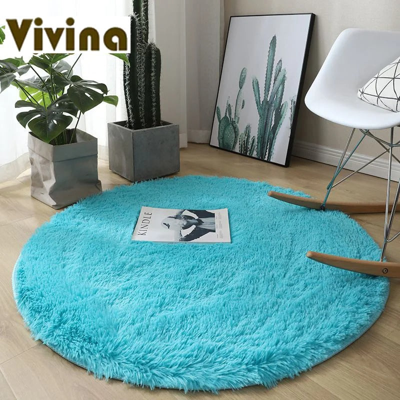 Vivina Round Plush Solid Colour Plush Rug Various Colours & Sizes - T.O.M.S Direct